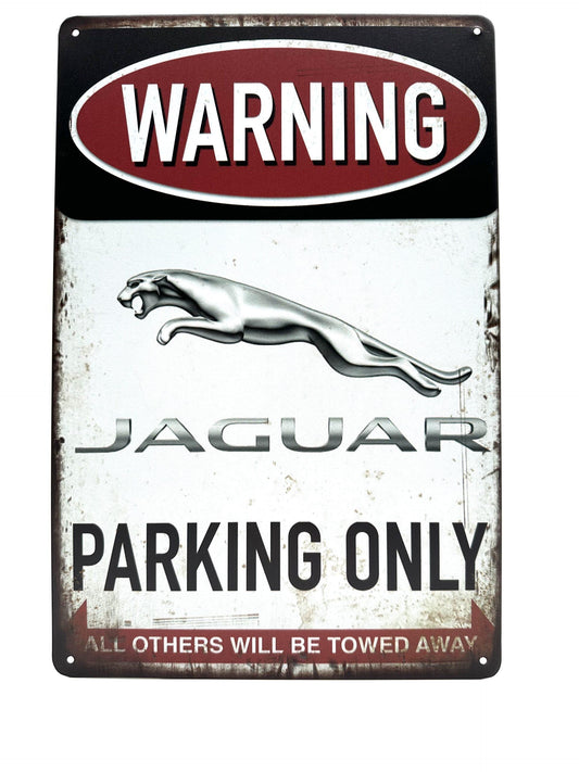 Wandschild aus Metall – Warnung – Jaguar – Nur Parken