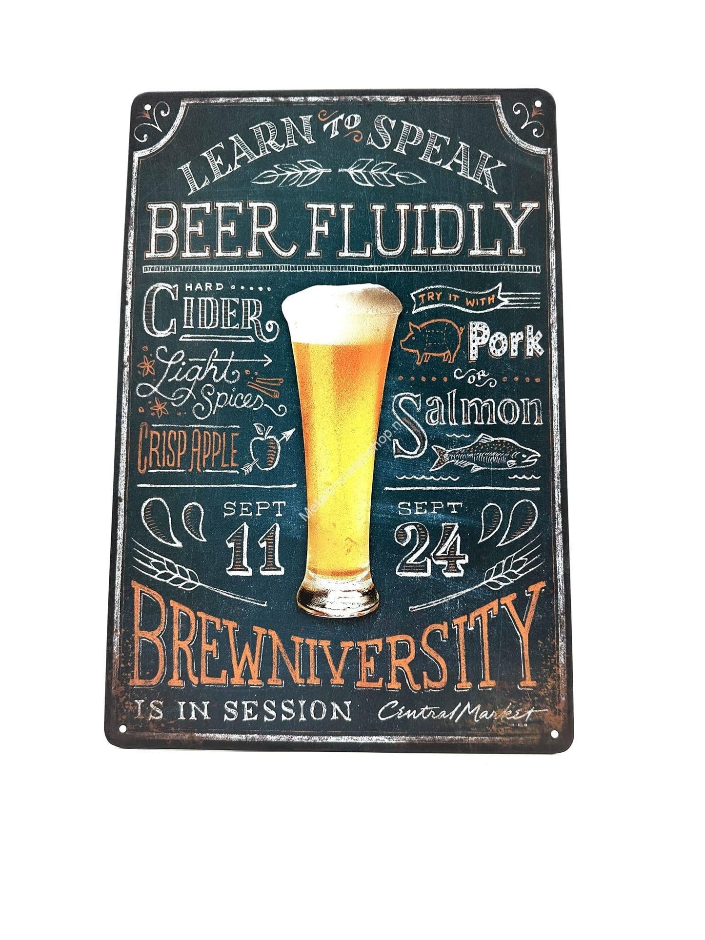 Metal Wall Sign - Learn to Speak Beer Fluidly - Beer