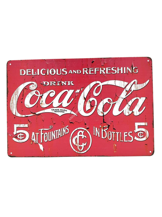 Metalen Wandbord - Delicious and Refreshing - Drink Coca Cola