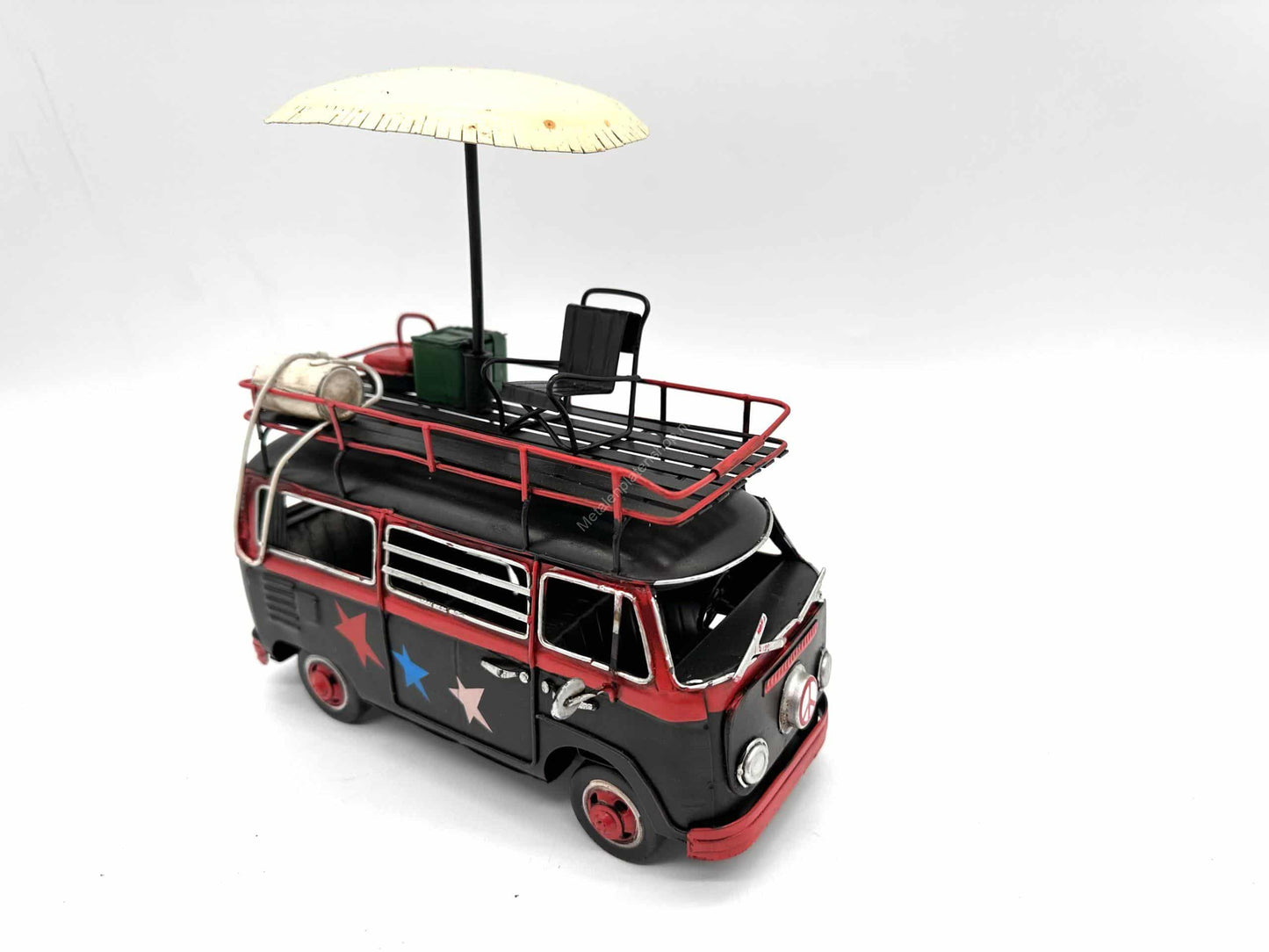 Volkswagen Camperbus met dakterras - Metalen Voertuigen Decoratie - 20cm