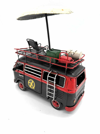 Volkswagen Camperbus met dakterras - Metalen Voertuigen Decoratie - 20cm