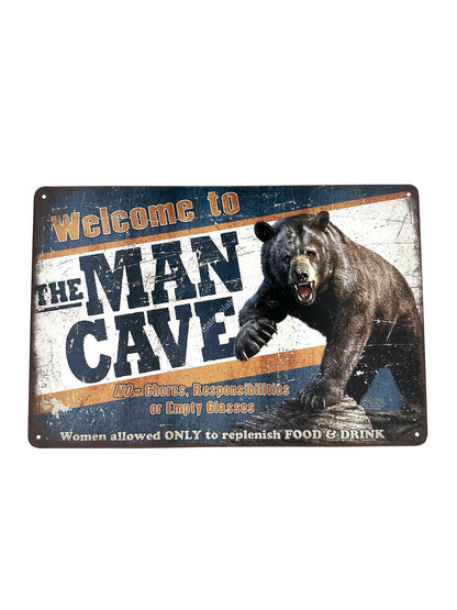 Metal Wall Sign - Welcome to the Mancave - No empty glasses!