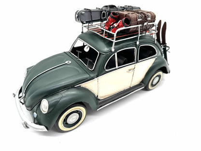 Volkswagen Beetle with luggage - Metal Vehicle Decoration - 33cm