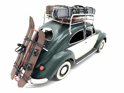 Volkswagen Beetle with luggage - Metal Vehicle Decoration - 33cm