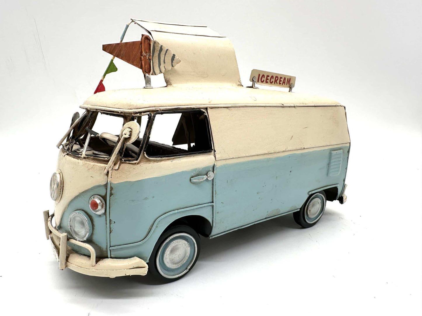 Volkswagen Transporter Ijswagen - Metalen Voertuigen Decoratie - 26cm