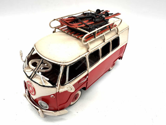 Volkswagen Transporter Wintersport - Metalen Voertuigen Decoratie - 21cm