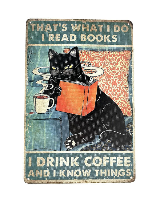 Metalen Wandbord - Grappige kat - Thats what I do I read books - Katten #2