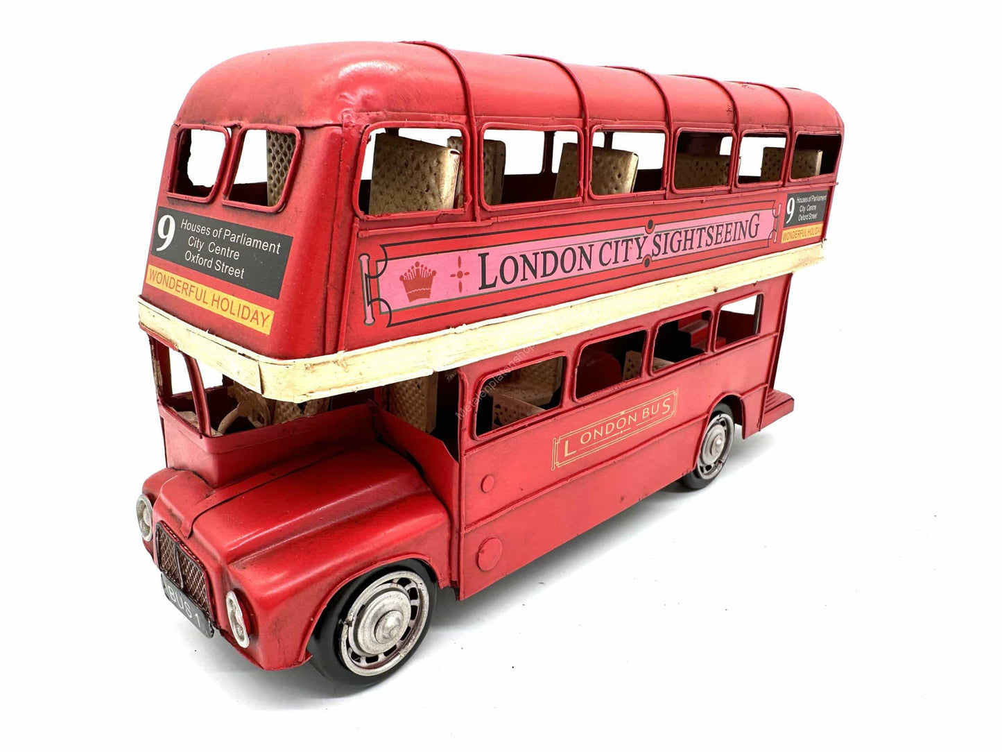 English Bus - Metal Vehicle Decoration - 32cm