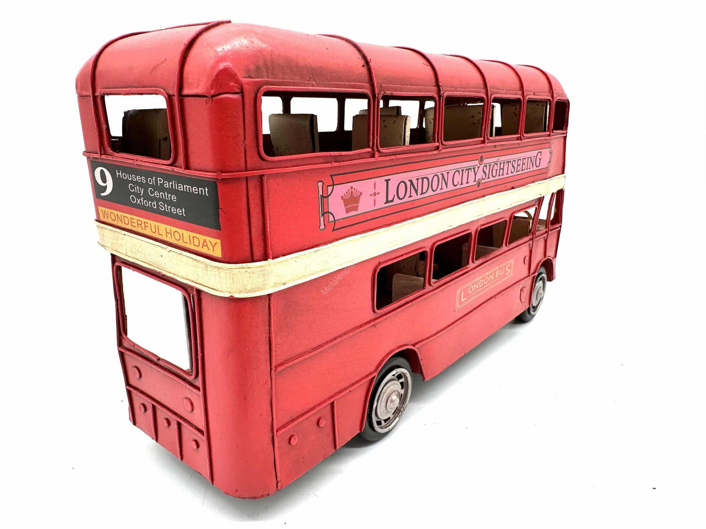 English Bus - Metal Vehicle Decoration - 32cm