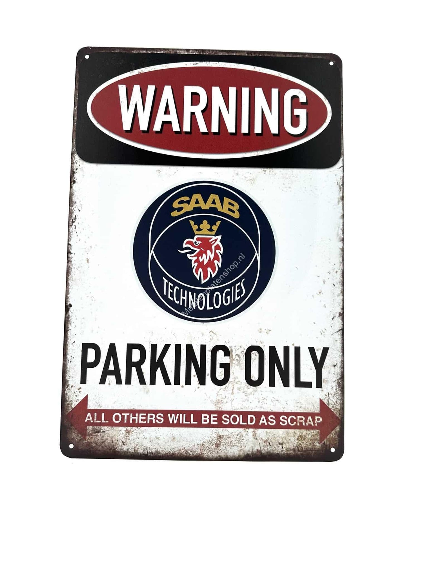 Wandschild aus Metall – SAAB Parking Only – Parken