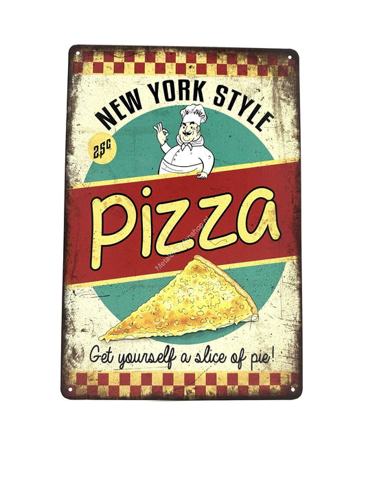 Wandschild aus Metall – Pizza im New Yorker Stil