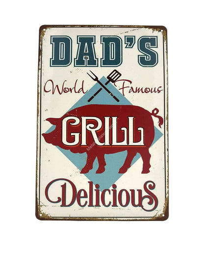 Metalen Wandbord - Dad's Worls Famous Grill