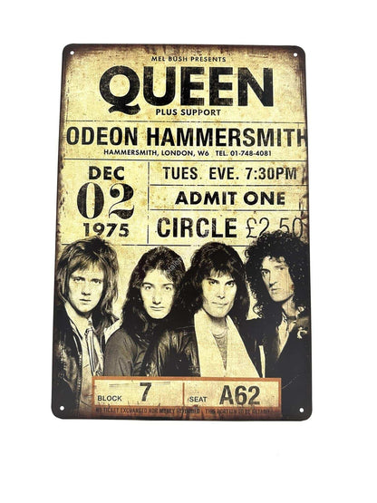 Wandschild aus Metall – Queen Odeon Hammersmith – Musik