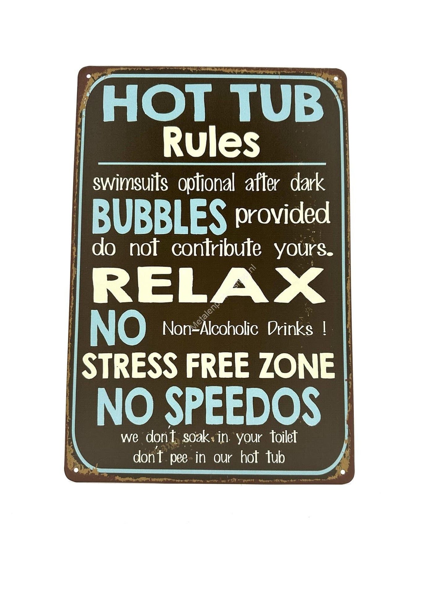 Metal Wall Sign - Hot Tub Rules - Jacuzzi - relax