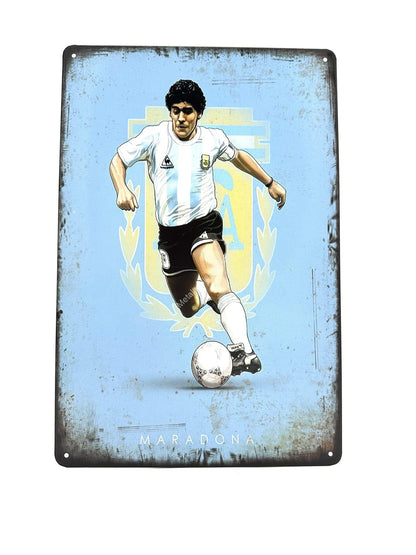 Wandschild aus Metall – Maradona – Fußball – Ikone