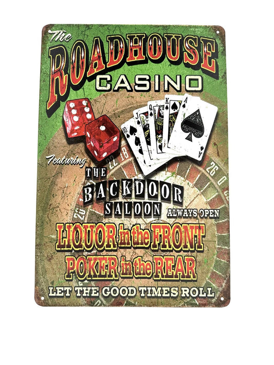 Wandschild aus Metall – Roadhouse Casino – The Backdoor Saloon