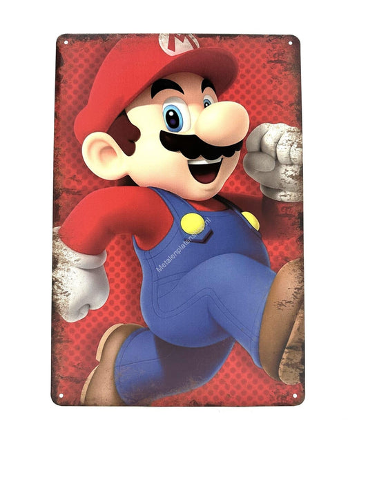 Wandschild aus Metall – Super Mario – Rot – Gaming