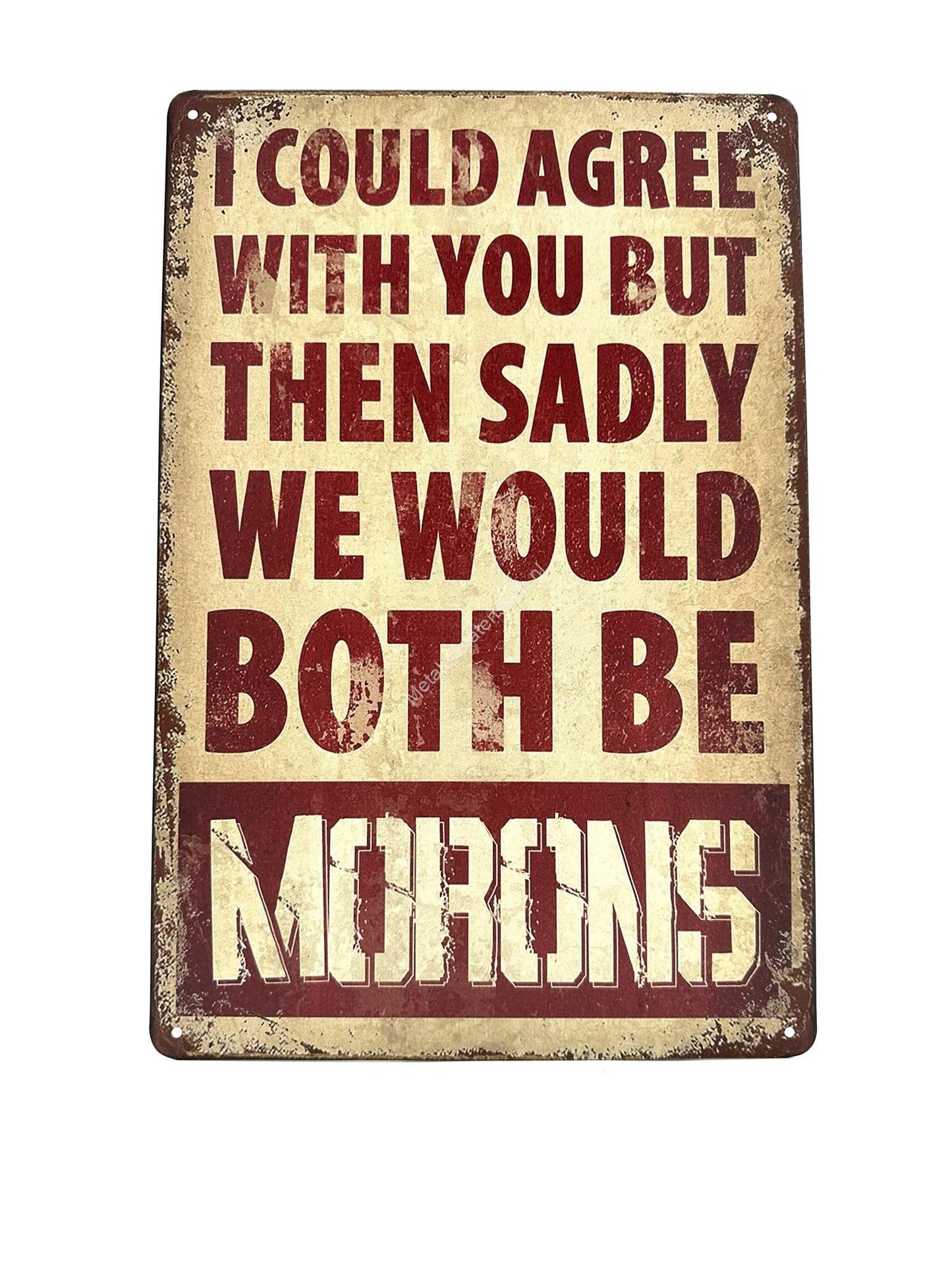 Metal Wall Sign - I could agree with you but then unfortunately we would both be morons