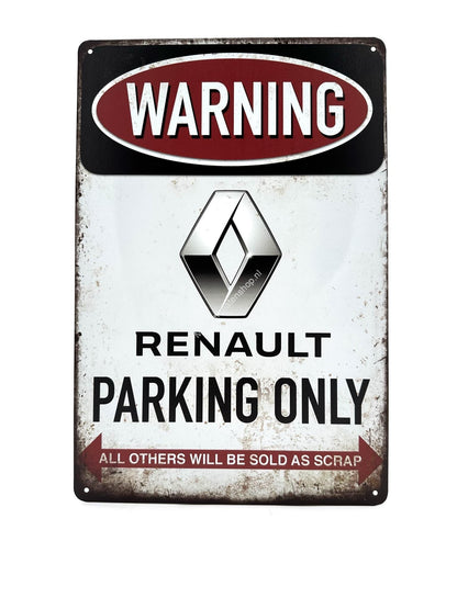 Metal Wall Sign - Renault Parking Only - parking