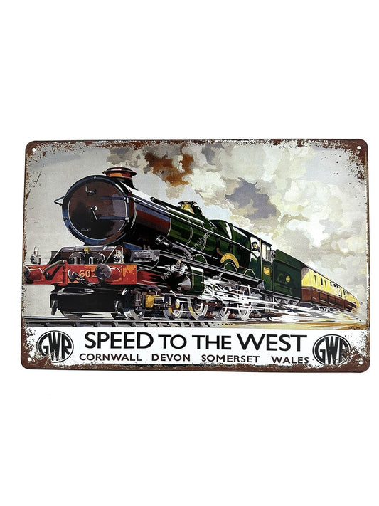 Metalen Wandbord - Speed to the West - Trein - Locomotief