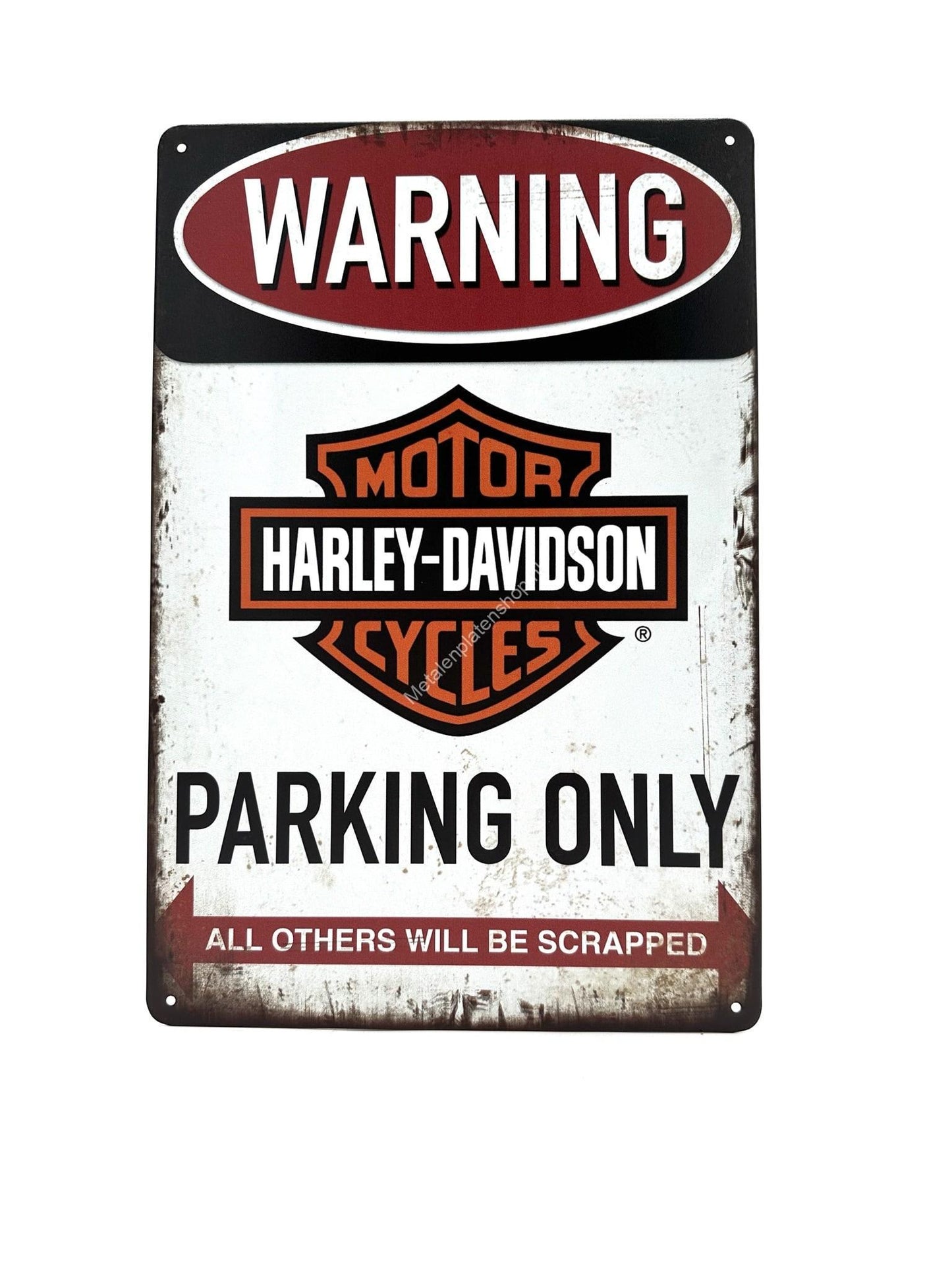 Metalen Wandbord - Harley Davidson Parking Only - parkeren