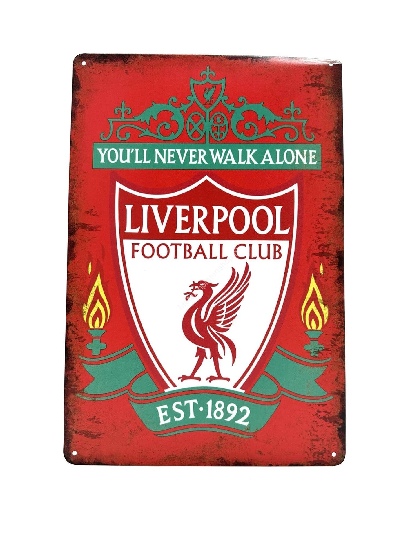 Wandschild aus Metall – Liverpool Football Club – You'll never walk alone – Fußball