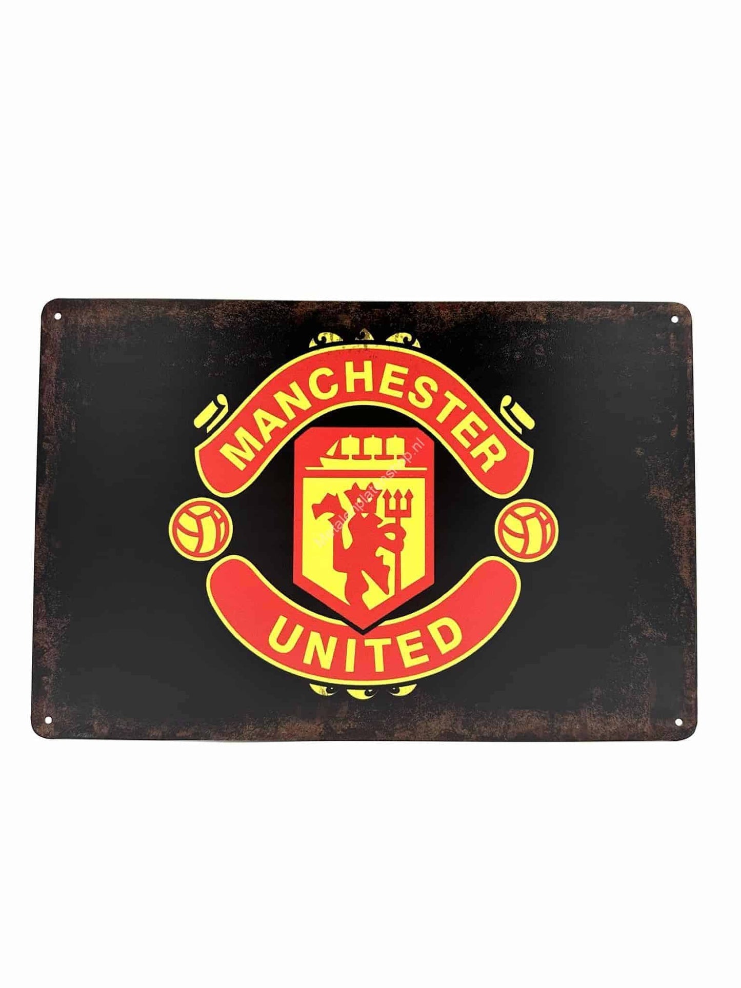 Metal Wall Sign - Manchester United - Black - Football