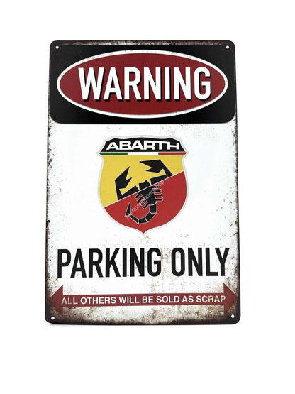 Wandschild aus Metall – Abarth Parking Only – Parken