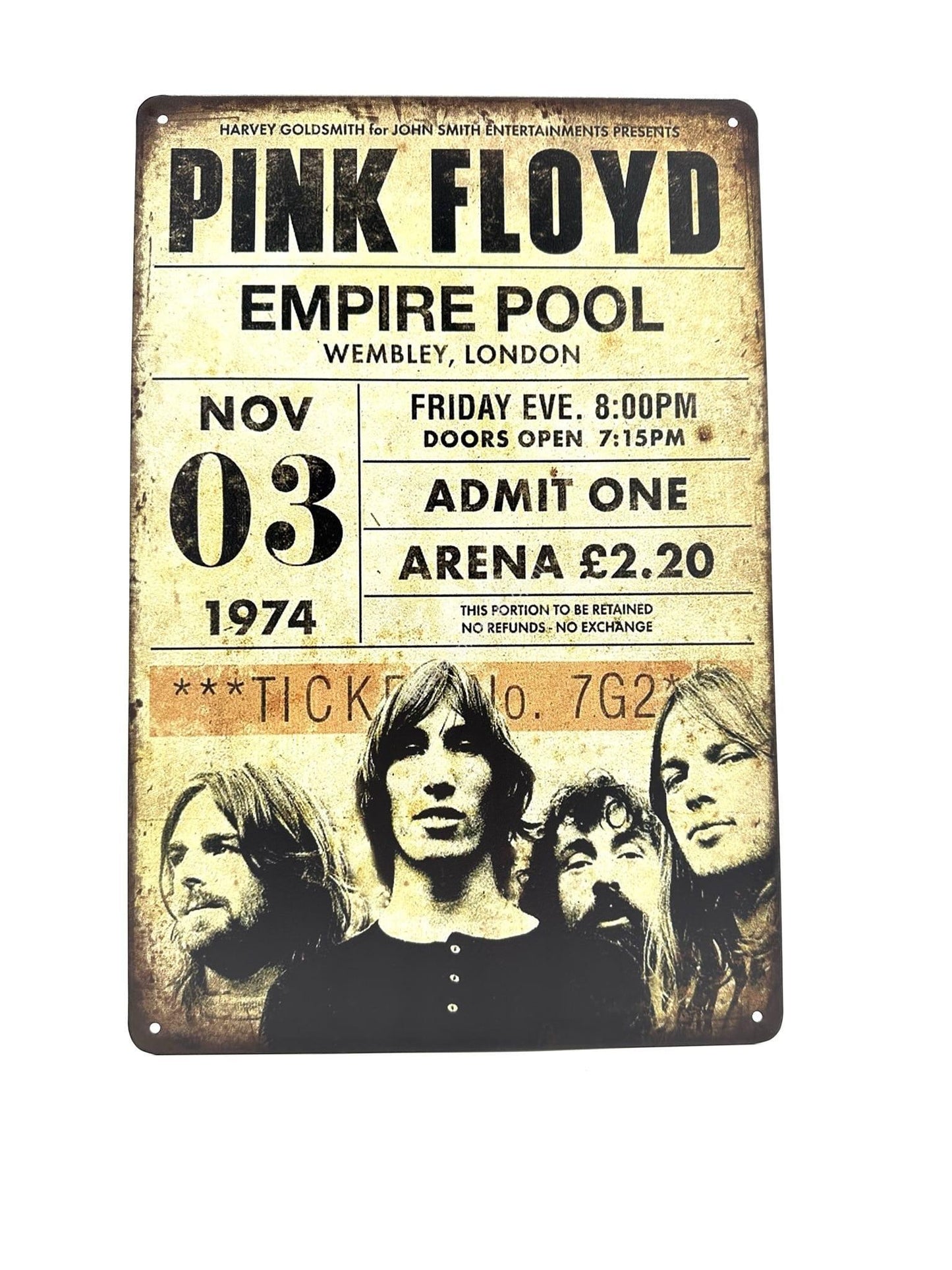 Metalen Wandbord - Pink Floyd - Empire Pool - Muziek