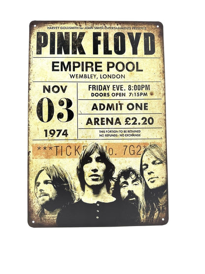 Wandschild aus Metall – Pink Floyd – Empire Pool – Musik