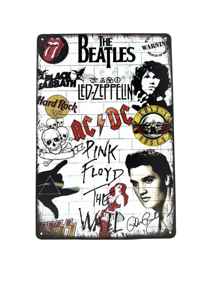 Metal Wall Sign - The Beatles - Led Zeppelin - AC/DC - Pink Floyd - Music