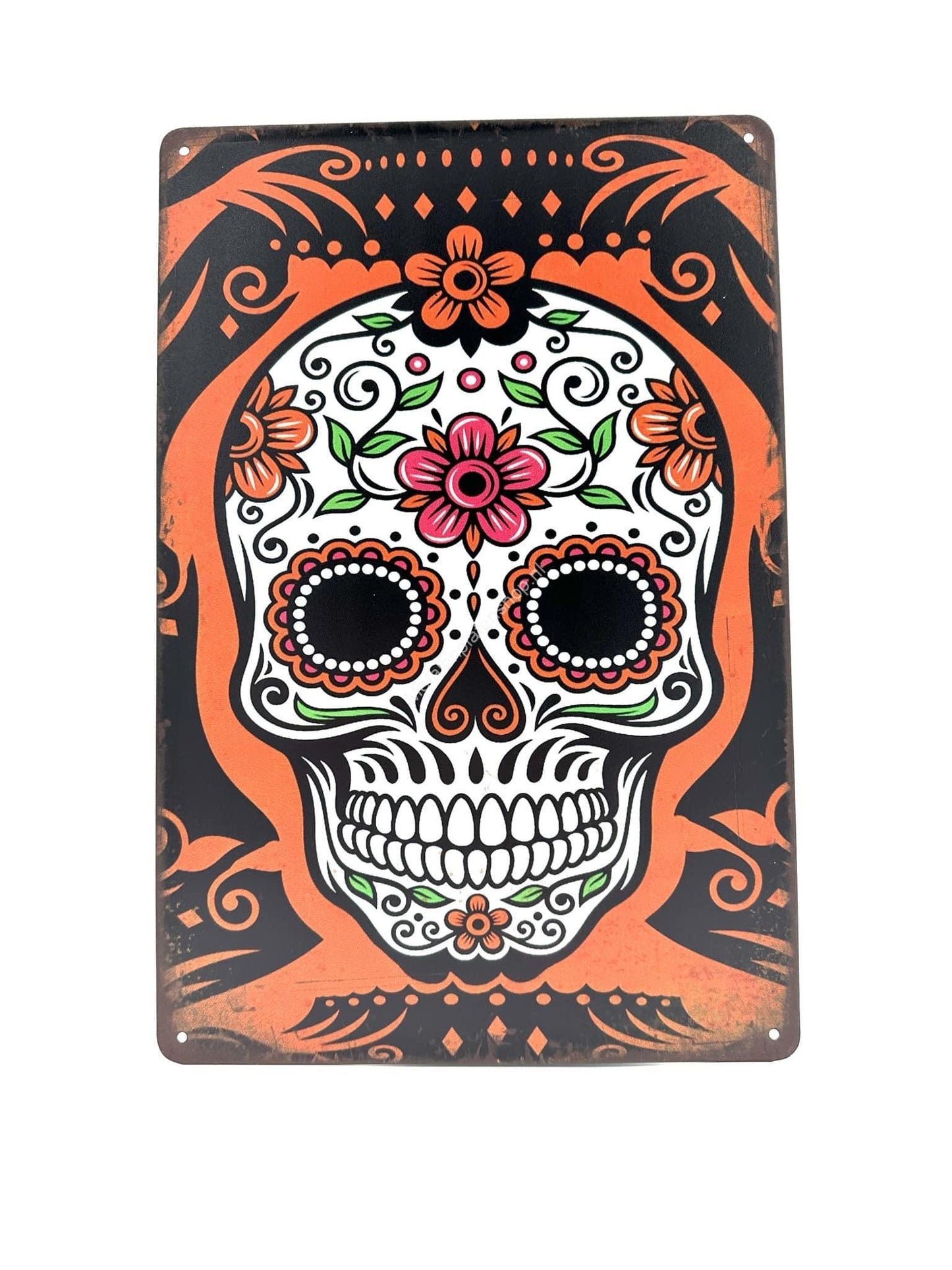 Metal Wall Sign - Corona Extra - Skull - Orange - Beer