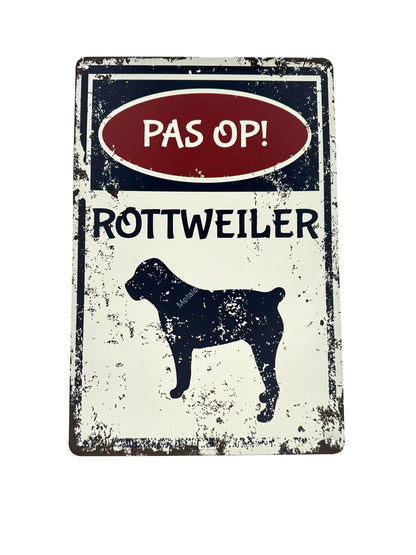 Wandschild aus Metall – Rottweiler – Wachschild – Hunde – Vorsicht!