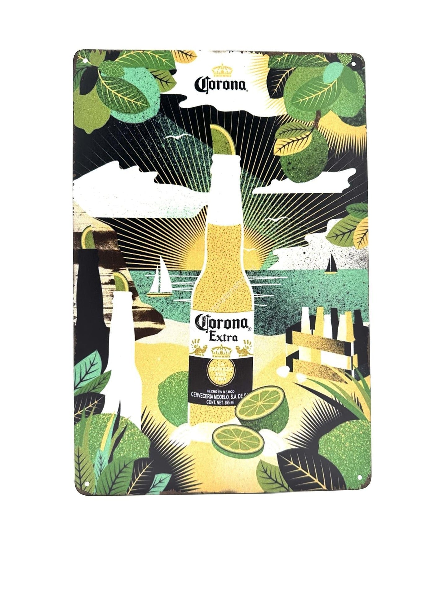 Metal Wall Sign - Corona Extra - Colorful - Bottle of Lime - Beer