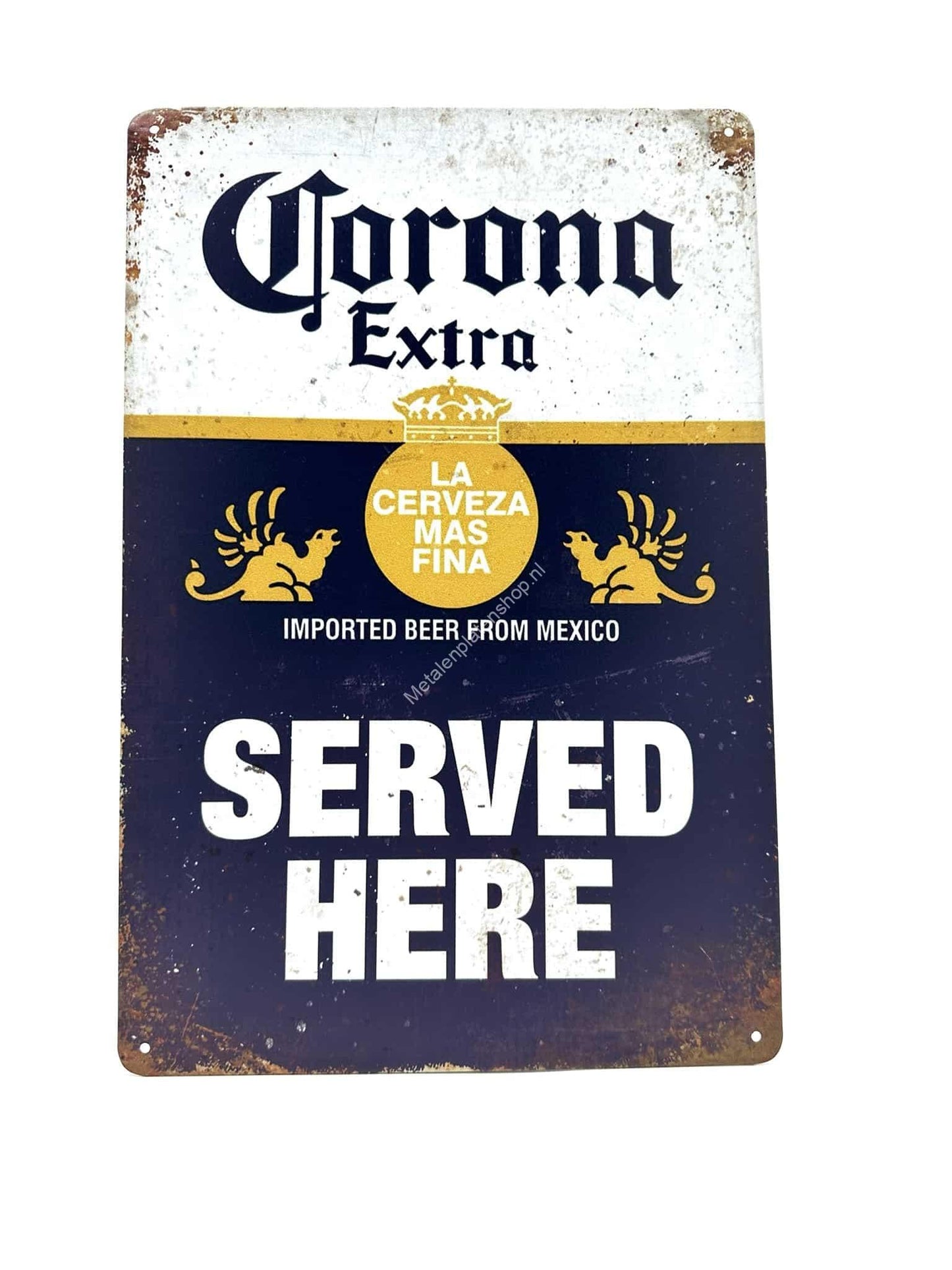 Wandschild aus Metall – Corona Extra Served Here – Bier