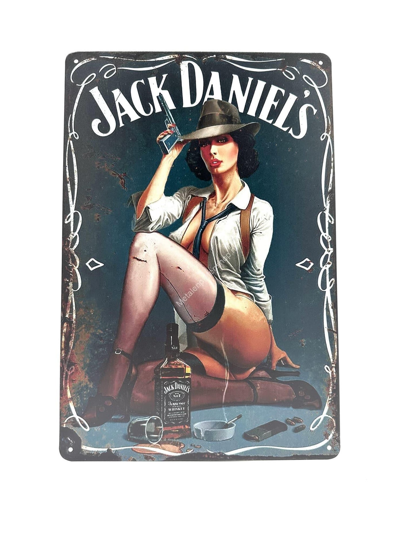 Metalen Wandbord - Jack Daniels - Met Vrouw