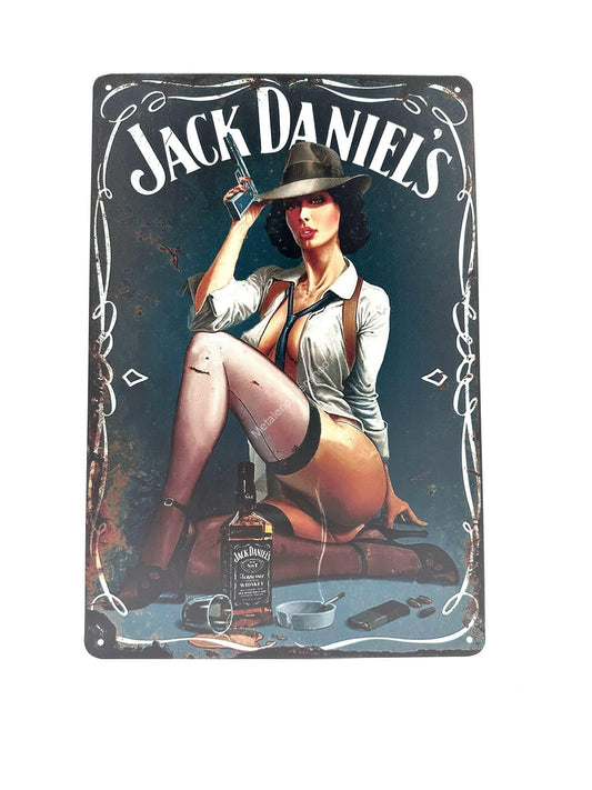 Metal Wall Sign - Jack Daniels - With Woman