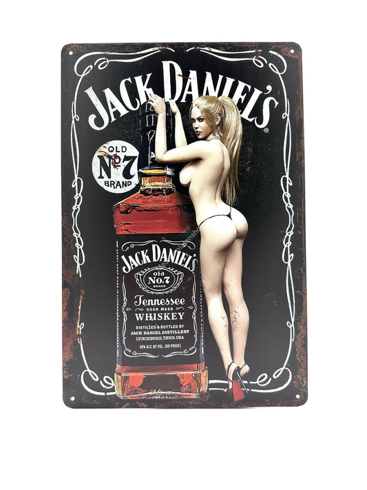 Metallwandschild - Jack Daniels - Frau