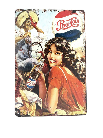 Metal Wall Sign - Pepsi Cola with Woman