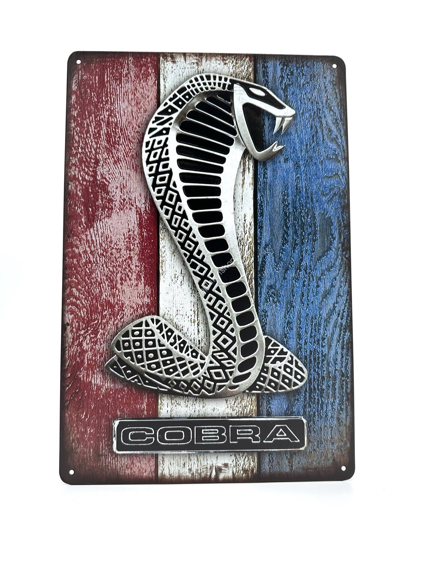 Metal Wall Sign - Cobra - Red White Blue