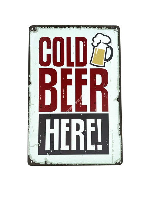 Metal Wall Sign - Cold Beer Here! - Beers