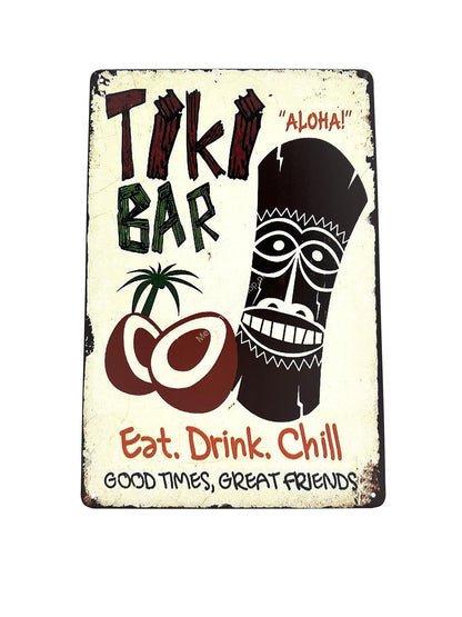 Wandschild aus Metall – Tiki Bar Aloha – Bar – Garage