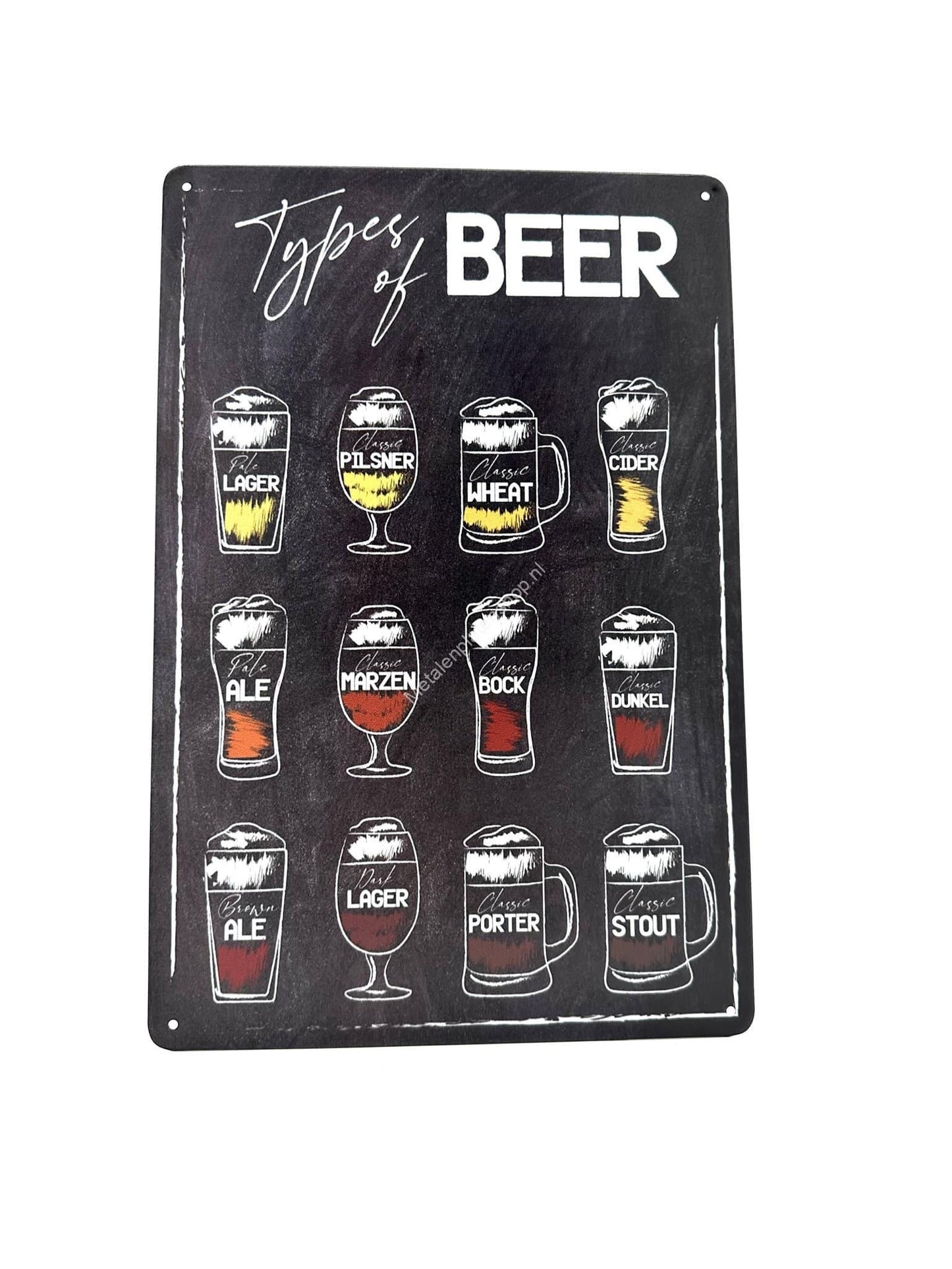 Metal Wall Sign - Types of Beer - Beers