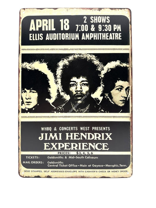 Metalen Wandbord - Jimi Hendrix - Experience - April 18 - Poster