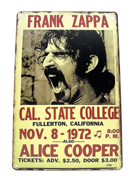 Metal Wall Sign - Frank Zappa - California - Fullerton - Poster