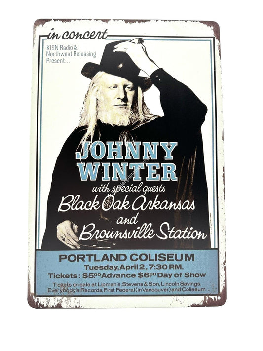 Metallwandschild – Johnny Winter – Portland Coliseum – Poster