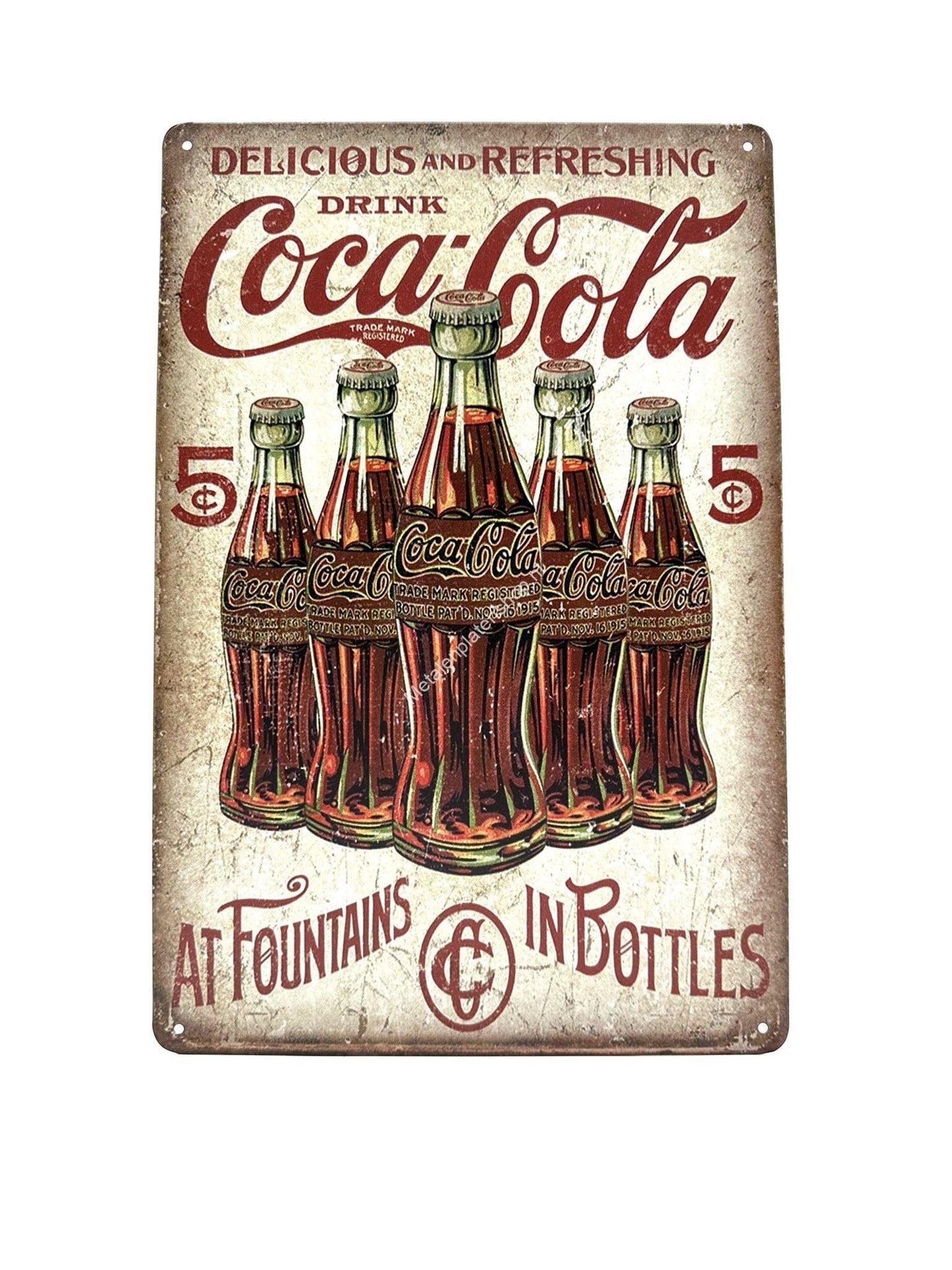 Metal Wall Sign - Coca Cola - Vintage - Bottles