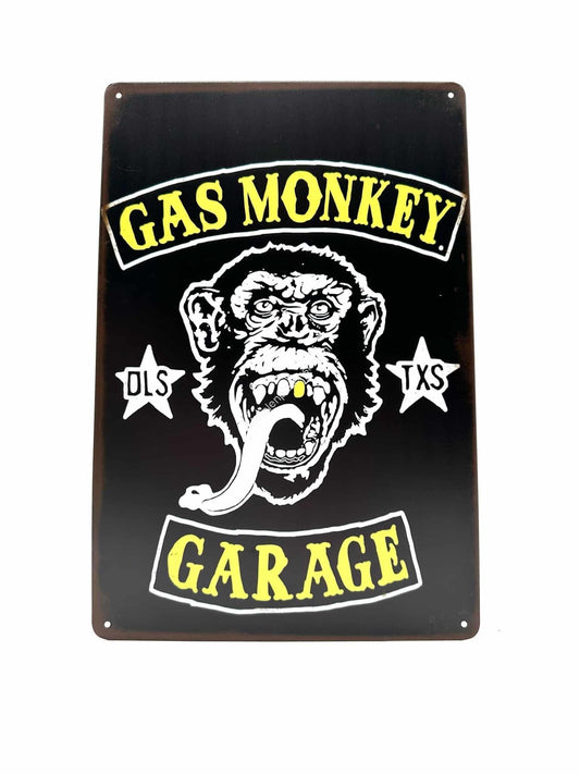 Metalen Wandbord - Gas Monkey - Garage - Geel