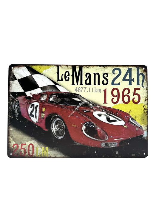 Wandschild aus Metall – 250 lm – Vintage-Rennwagen – 21 – Le Mans – 1965