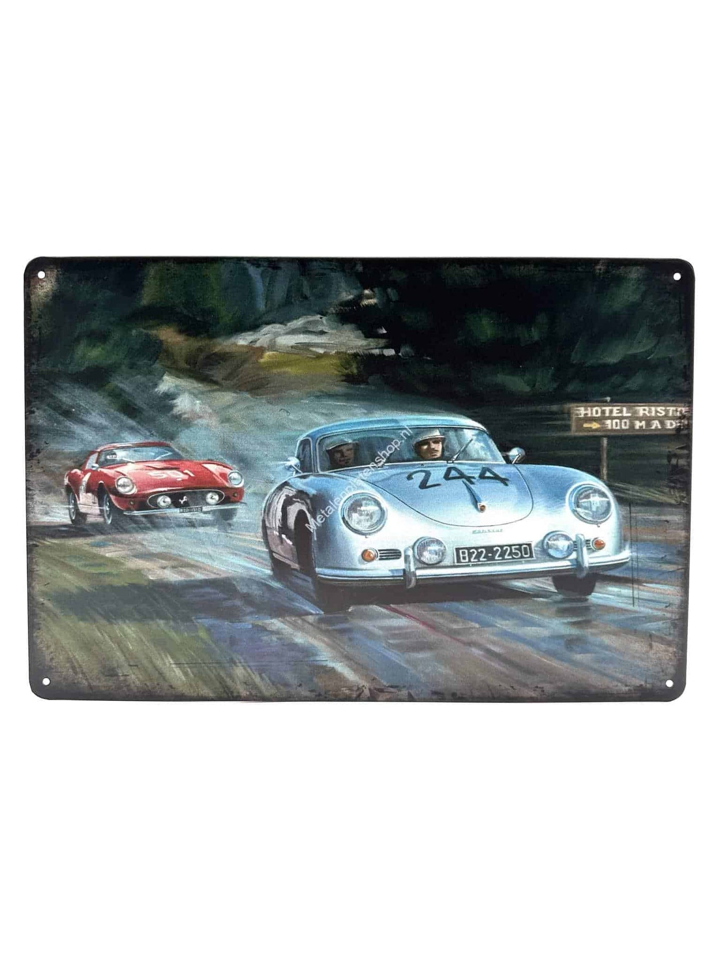 Metalen Wandbord - Porsche - Ferrari - Sketch